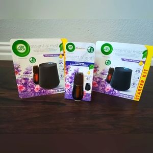 Air Wick Essential Mist - 2 Lavender & Almond Blossom starter kits and 1 refill.